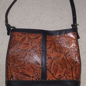 C.L. Whiting Collection Botanical Embossed Leather Shoulder Bag